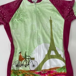 Women Cycling jersey- Light Green & Magenta